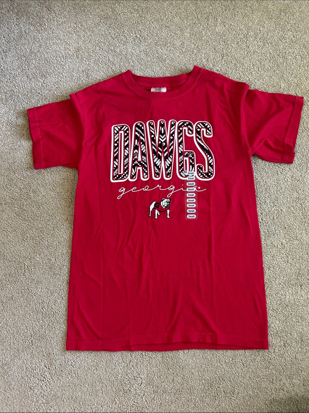 Comfort Colors Red 'DAWGS' Georgia Graphic Women’s T-Shirt